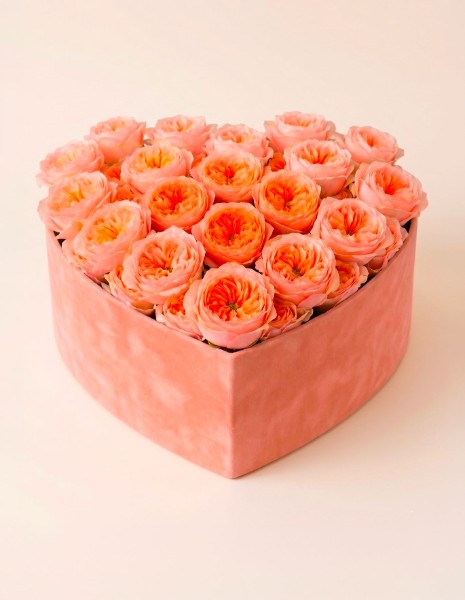 Flower box con rose inglesi pesca