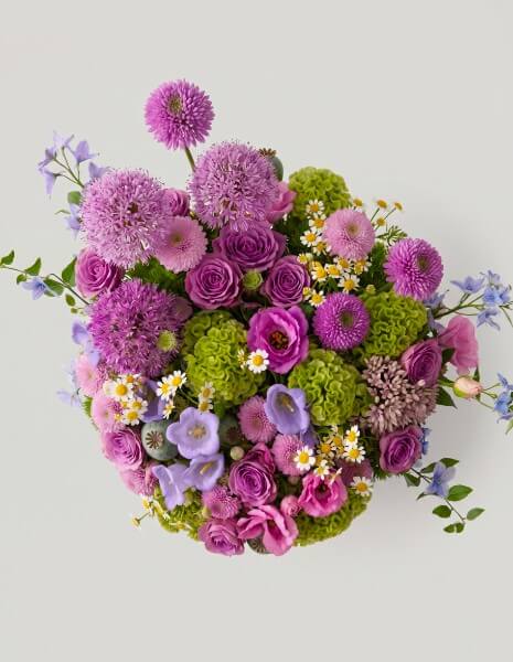 LILIA FLOWER BOX Fiori primaverili nei toni lilla, viola, rosa e verde acido