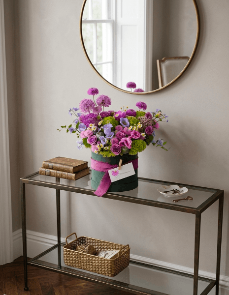 LILIA FLOWER BOX L -  Fiori primaverili nei toni lilla, viola, rosa e verde acido