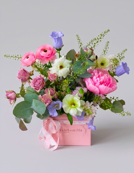 Flower box nei toni rosa e lilla