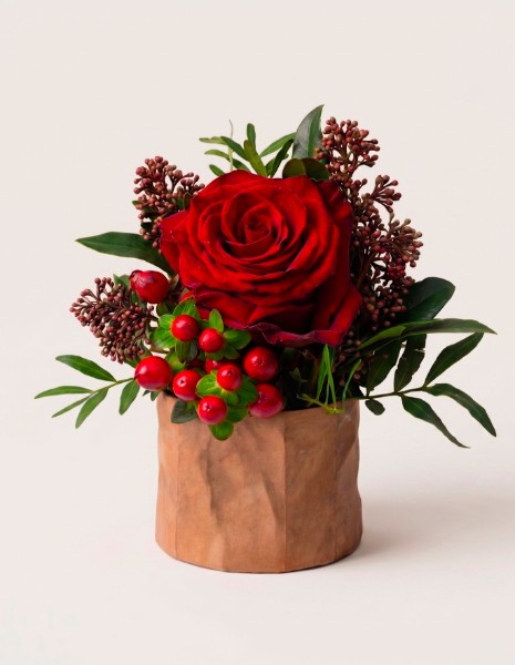 Mini flower box con 1 rosa