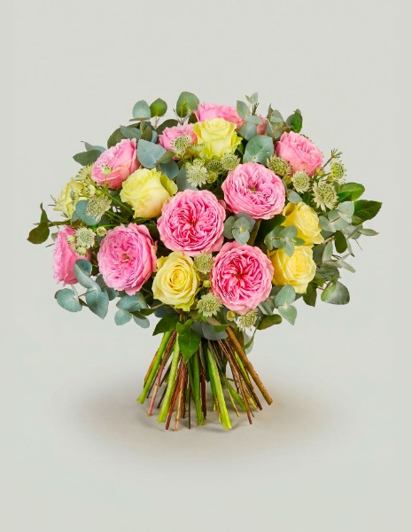 Bouquet Costanza con rose inglesi lilla e bianche