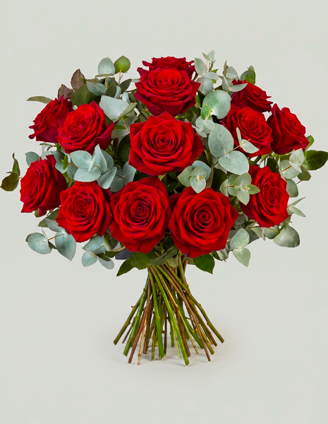 BOUQUET LEA 15 rose rosse Explorer a stelo lungo, forma compatta