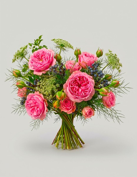 Bouquet Valeria con rose inglesi rosa