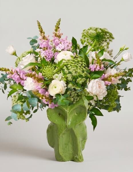 	 BOUQUET MORGANA Ranuncoli, violacciocche glicine, ammi visnaga e lisianthus bianco
